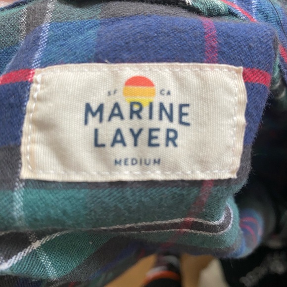 Marine Layer Blue and Green Plaid Flannel - Picture 2 of 2